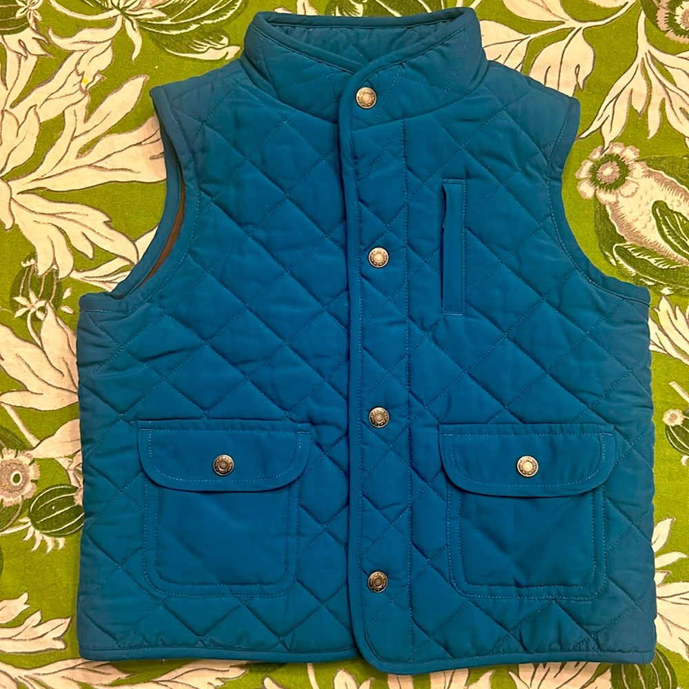 Janie and Jack Dino Days, Teal Puffer Vest in size 2-3T runs large